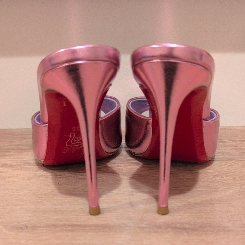 Elegant Dolly Pink Metallic Dolly High Heels - Picture 4 of 4